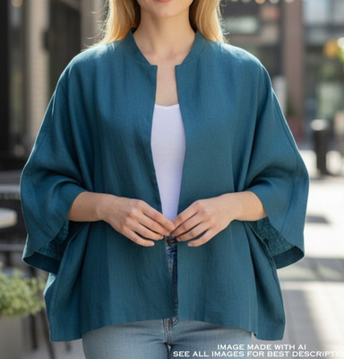 Vivid Linen Jacket 3X Blazer Open Front Minimalist Luxury Lagenlook 100% Linen