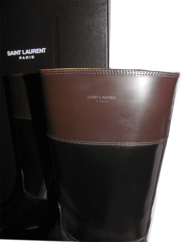 Yves Saint Laurent Boots Paris Cavaliere Riding Shoes Black Flat Bootie 35.5 YSL - Picture 5 of 11