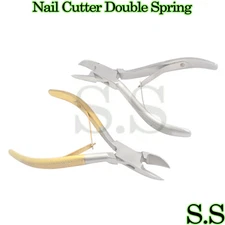 2 Pairs Combo Set 4.5" Nail Cutter Double Spring Pedicure Tools Silver + Gold