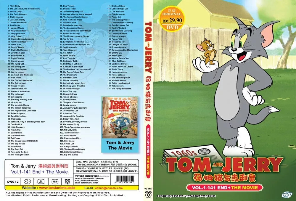 DVD TOM AND JERRY COMPLETE TV SERIES VOL.1-141 END + MOVIE ENGLISH DUBBED |  eBay