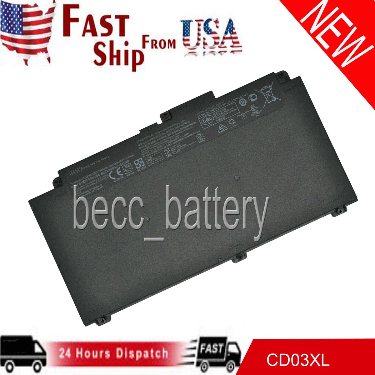Genuine CD03XL Replacement Laptop Battery For HP ProBook 640, 645, 650 G4 – 11.4V 4210mAh/48Wh (HSTNN-LB8F)