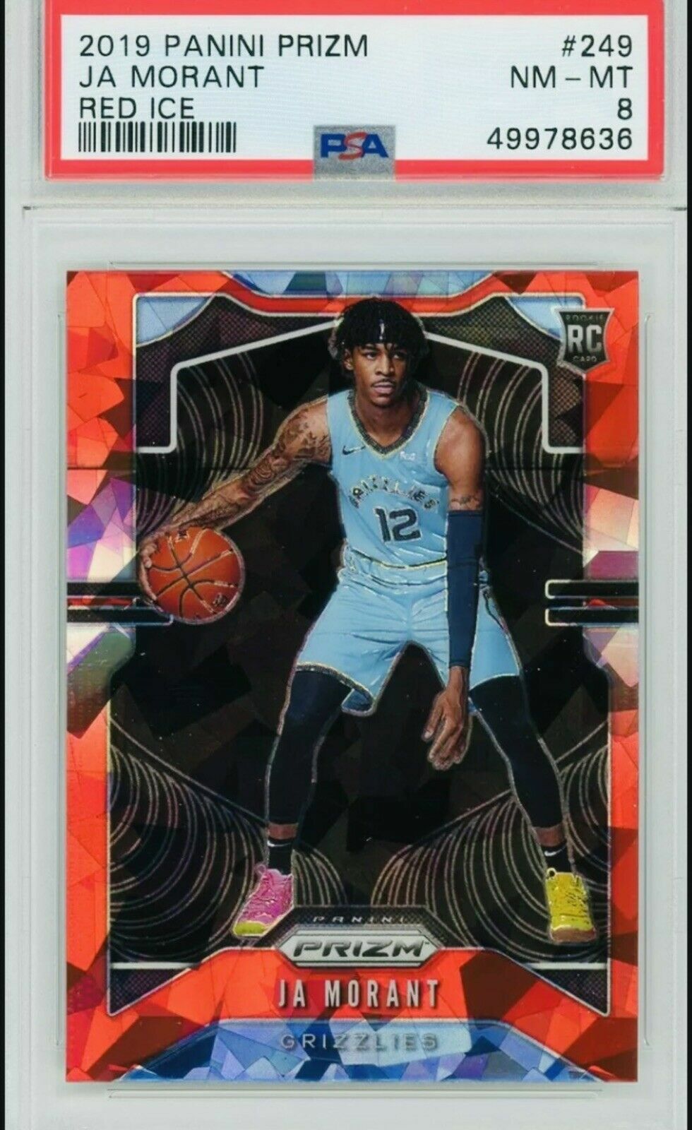 2019-20 Panini Prizm JA MORANT RED ICE Rookie RC #249 PSA 8  ROY All Star
