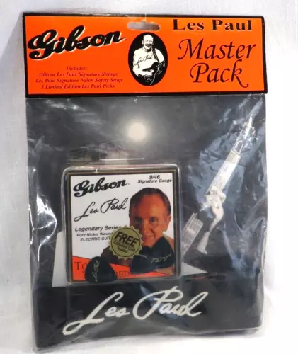 LES PAUL GUITAR STRAP STRINGS PICKS GIBSON MASTER PACK
