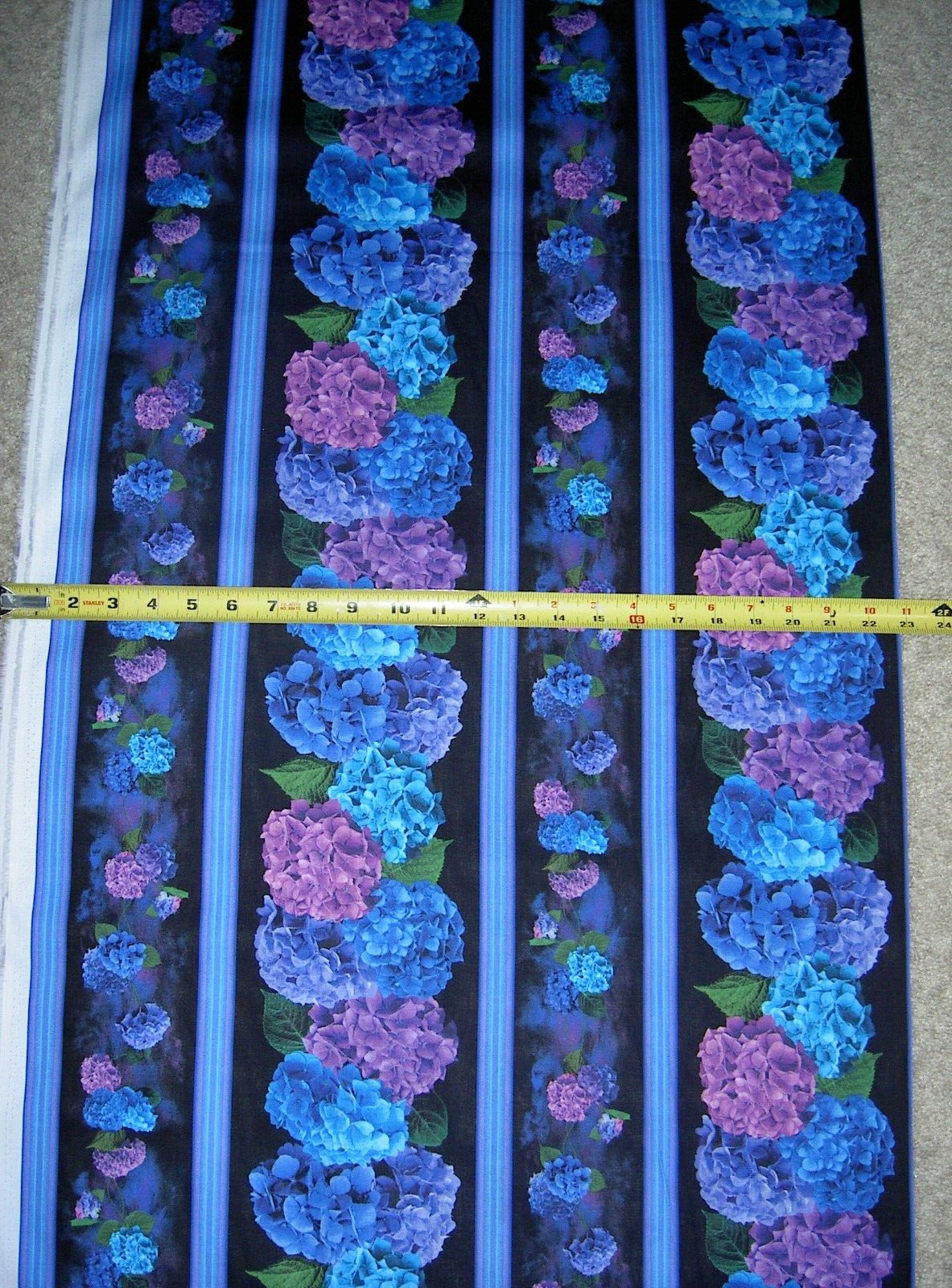 Flower Flowers Hydrangea Black STRIPE CD3382 Timeless Durable Cotton ...