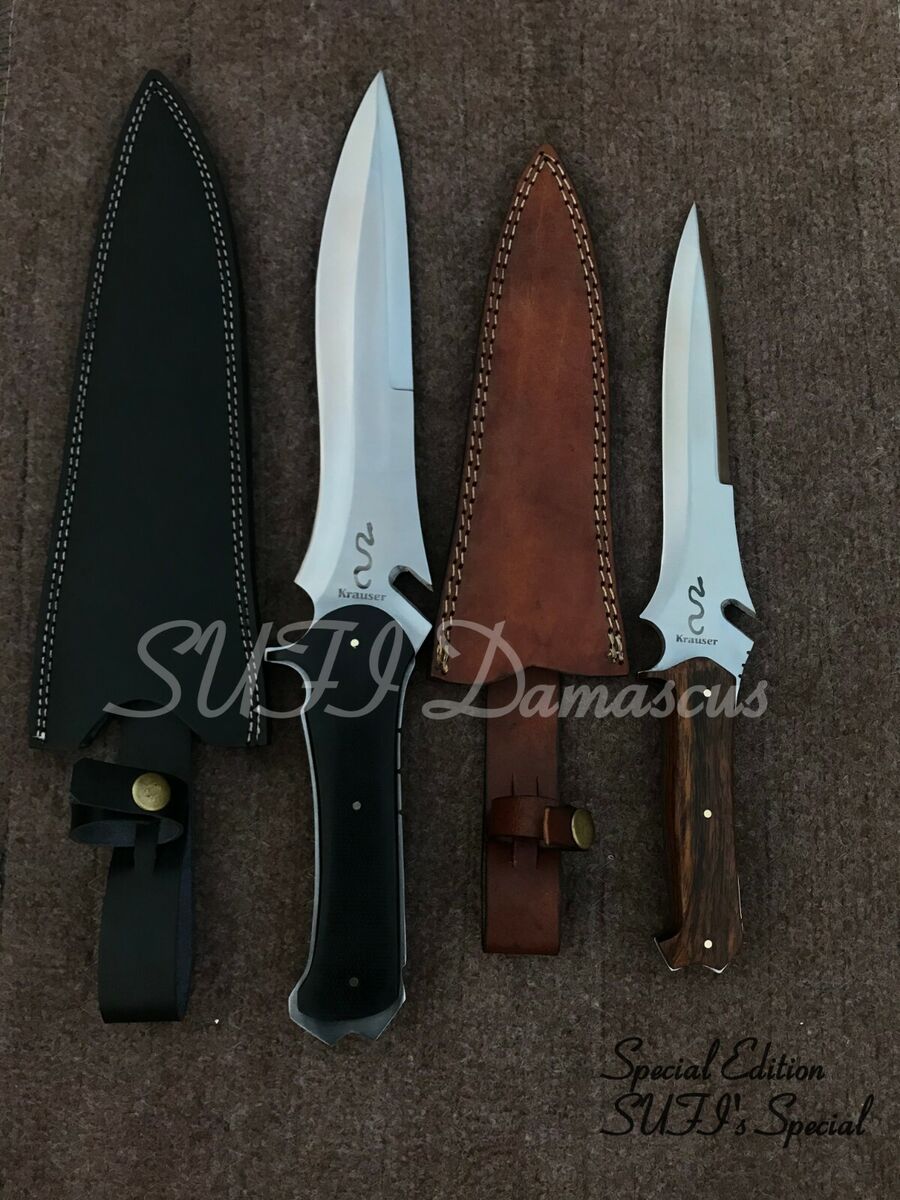 Set of 2 Handmade 5160 Spring Steel RE4 Krauser's Knife,Bowie  knife,Tactical, 6