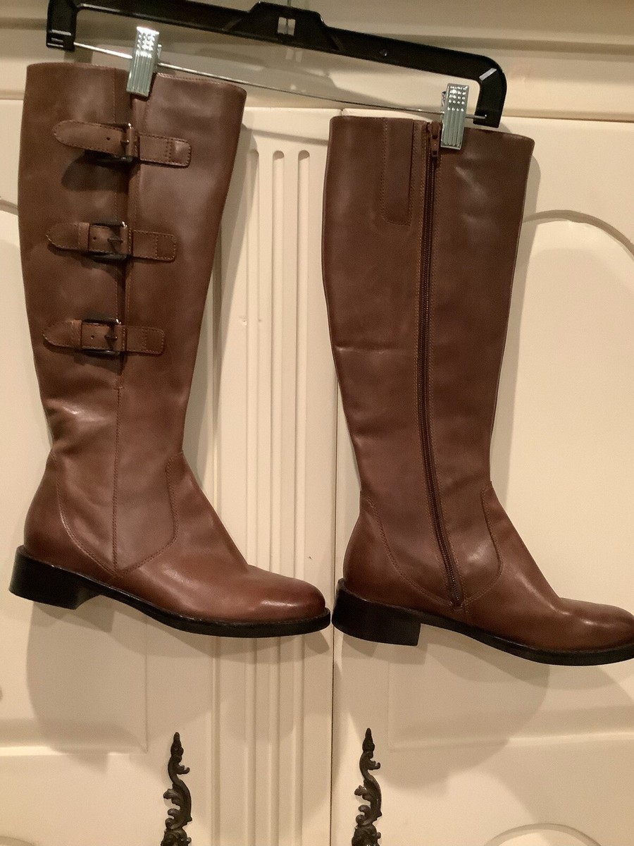Ecco Women's Boots Brown Riding Boot Hobart Tall Leather Zip Sz 36