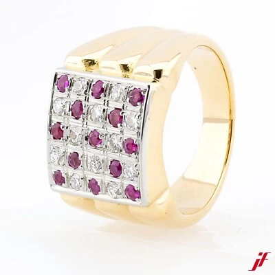Ring 750/18K Gelbgold Weißgold 0,5 ct Rubine 0,6 ct TW/VS Diamanten Brillanten - Bild 1 von 3