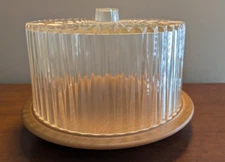 MCM Acrylic Crystal-Clear Tall Diamond Point Cake Cover on Rotating Plate
