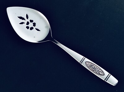 ONEIDA DISTINCTION DELUXE ROSE PENDANT SLOTTED PIE CAKE SERVER STAINLESS RETIRED
