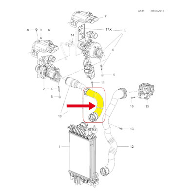 Tubo Aria Carica Turbo HENN - Compatibile Con Opel Insignia A 2.0 CDTi, Codici OE 13242121, 1302275