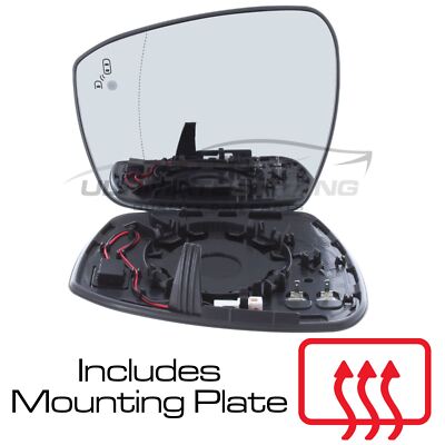 Mirror Glass Ford S-Max 2015-2022 LED Blind Spot Indicator Heated Passenger Side