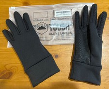 Tough Thermal Winter Glove Liners / Running Gloves, Touch Screen, Black, XS/S