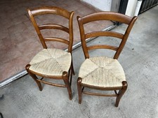 Coppia Sedie in Legno Con Seduta Impagliata - Primi Del ‘900