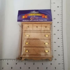 NOS Miniature Dresser w/Coat-Hat Rack in Oak Classics by Handley House Rare 