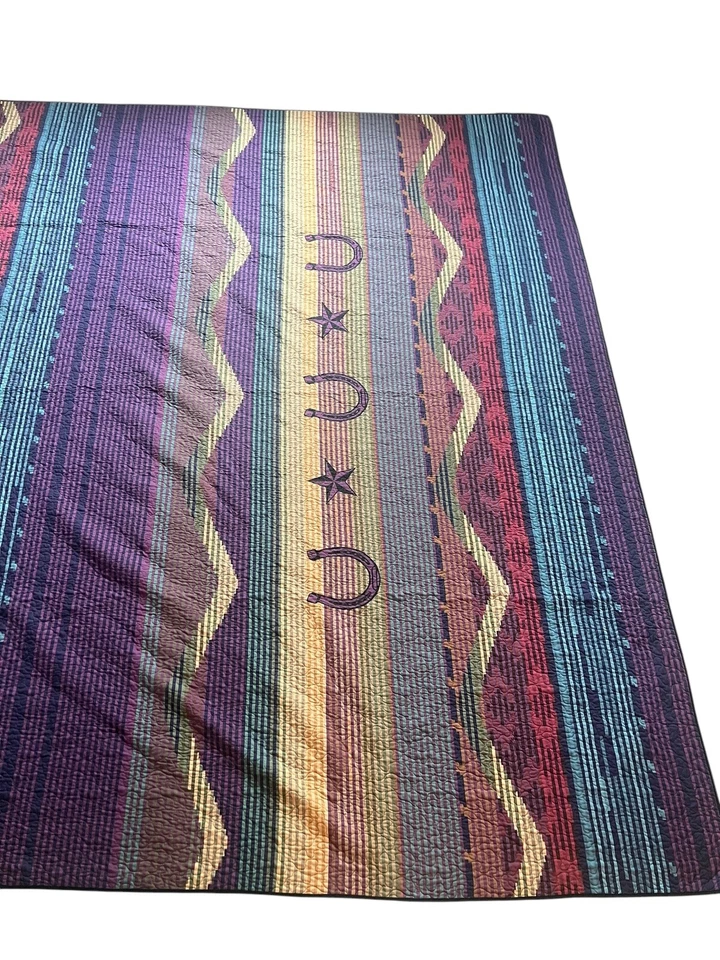 Donna Afilado Edredón Colorido Texas Star Western Herradura Rústico Country KING Foto 4 de 4