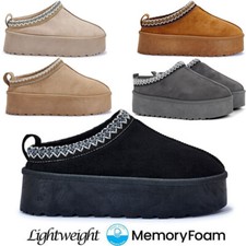 LADIES PLATFORM MEMORY FOAM SHOES WARM SLIP ON IN OUT DOOR SNUGG SLIPPERS BOOTS