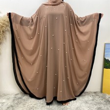 Batwing Sleeve Kaftan Abaya Women Chiffon Long Dress Loose Robe Muslim Gown Prom