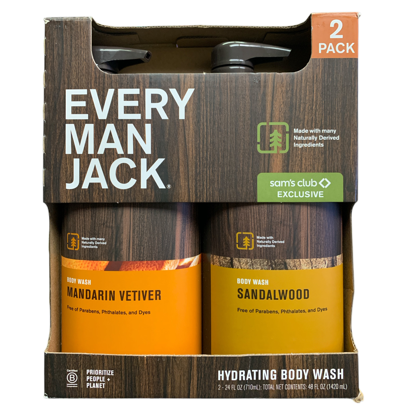 Гель для душа Every Man Jack, 2 упаковки, по 24 унции, с нотами мандарина, ветивера и сандалового дерева