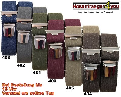robuste melange farbige Hosenträger, 4 extra starke stabile Clips, Top Qualität
