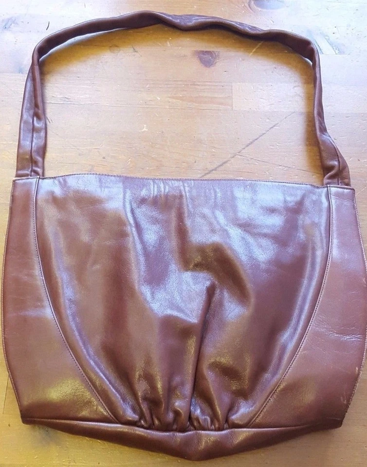 Bolso de mano Hobo vintage, Susan Gail, marrón, cuero, años 70 Foto 2 de 4