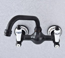 Black Oil Rubbed Brass Kitchen Faucet Bathroom Sink Mixer Tap Wall Mount ssf710