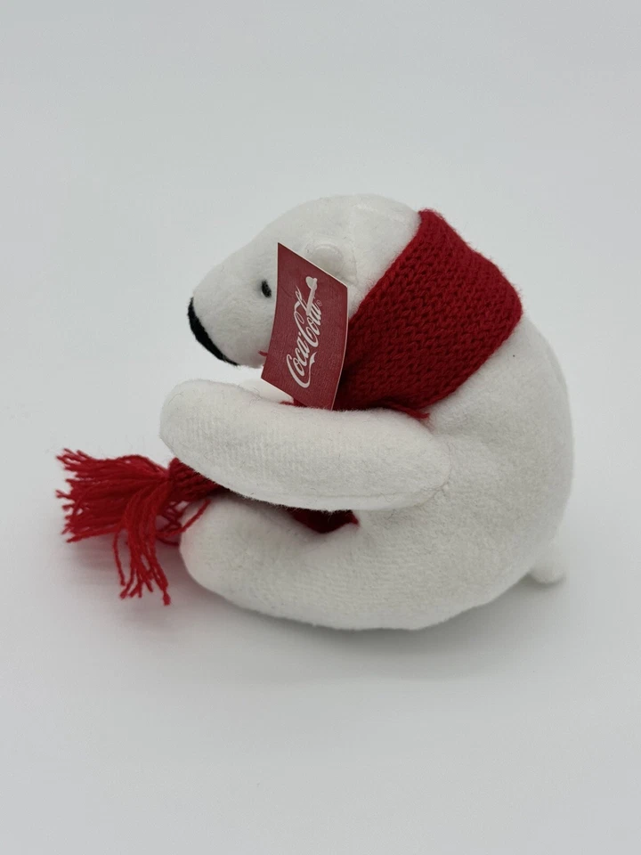Coca Cola Polar Bear Plush Mini 4" Coke Logo Red Scarf Collectible Tag on 2020 - Image 2 of 4