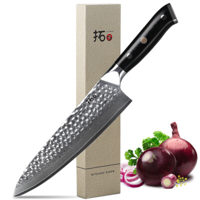 TURWHO 8'' Kochmesser Japan VG10 Damaststahl Küchenmesser Chefmesser Chef Knife