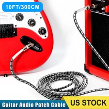 10ft NOISELESS Electric Guitar Bass Cable Pedal AMP Cord 1/4" NEW CERTIFIED USA