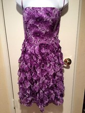 WHITE HOUSE BLACK MARKET WHBM Purple Ruffle Strap/Strapless Dress 10 NWT 180