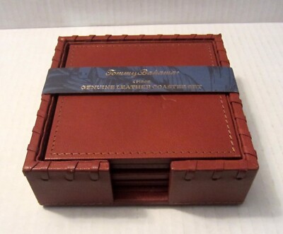 Tommy Bahama Marlin 4 Piece Genuine  Leather Coaster Set