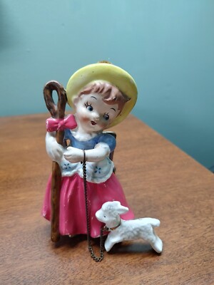 Rare Vtg PAC Little Bo Peep Ceramic Japan Nursery Rhyme Figurine Plaque 5.5'' T