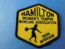 HAMILTON WOMEN'S 10 PIN BOWLING HIGH AVERAGE AWARD VINTAGE PATCH ONTARIO