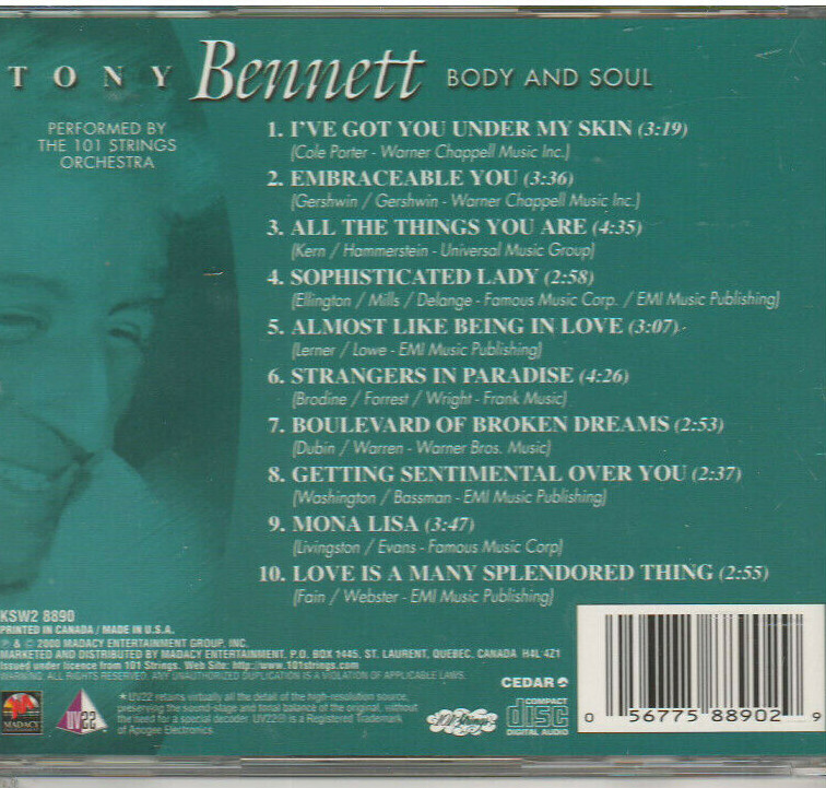 BODY AND SOUL Tony (CD, 2000, Madacy) eBay