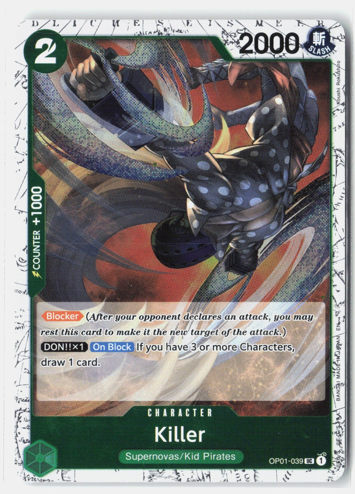 Killer (Pirate Foil) UC Foil Premium Booster -The Best- Vol. 2 OP01-039 NM