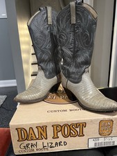 Vintage Dan Post Two Tone Gray Leather Cowboy Boots 4209 Women Size 5.5C W/ Box