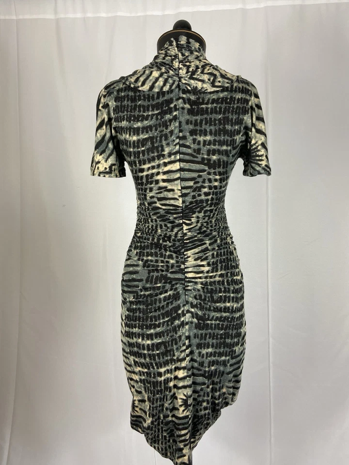 Tracy Reese Size Small Petite Animal Print Brown Midi Gathered Front Dress - Image 2 of 4