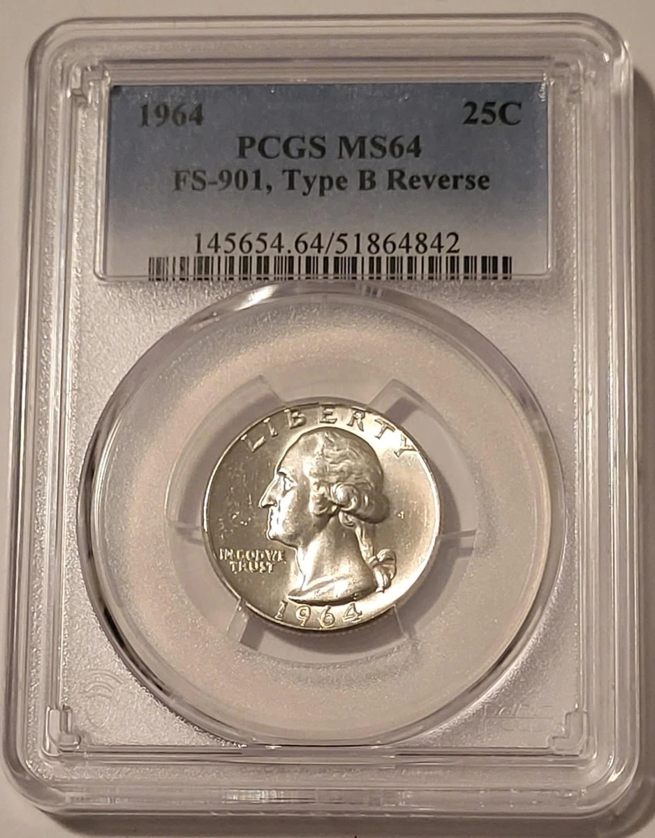 PCGS Certified MS 64 Graded 1964 Washington Quarters (1932-1998