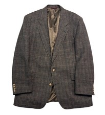 vtg Hart Schaffner Marx 48R Brown Plaid Heavy Tweed Blazer Jacket Sport Coat USA