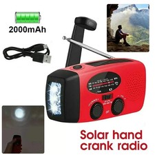 Hand Crank Dynamo Wind Up Solar AM FM Radio USB Charger Camping Light Torch Gift