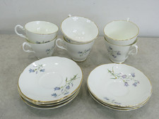 Royal Stuart Vintage Bone China 6 Cups & 6 Saucers Purple Bluebell