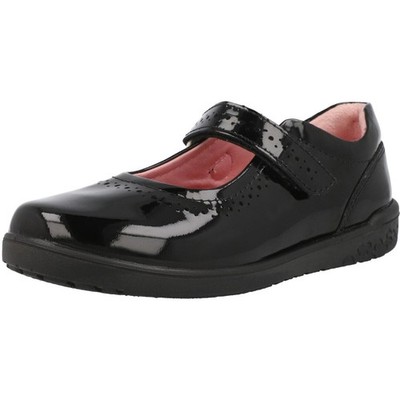 Ricosta Lillia Mary Jane Girls School Shoe Black Patent Leather Riptape Closure