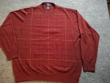 Dockers Men  s XL Burgundy Windowpane Sweater Crewneck Classic Fit Cotton...