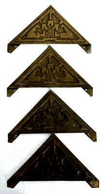Antique Desk Blotter 4 Corners Brass Handcrafted Accessory Antique 7'' x 5 .5''