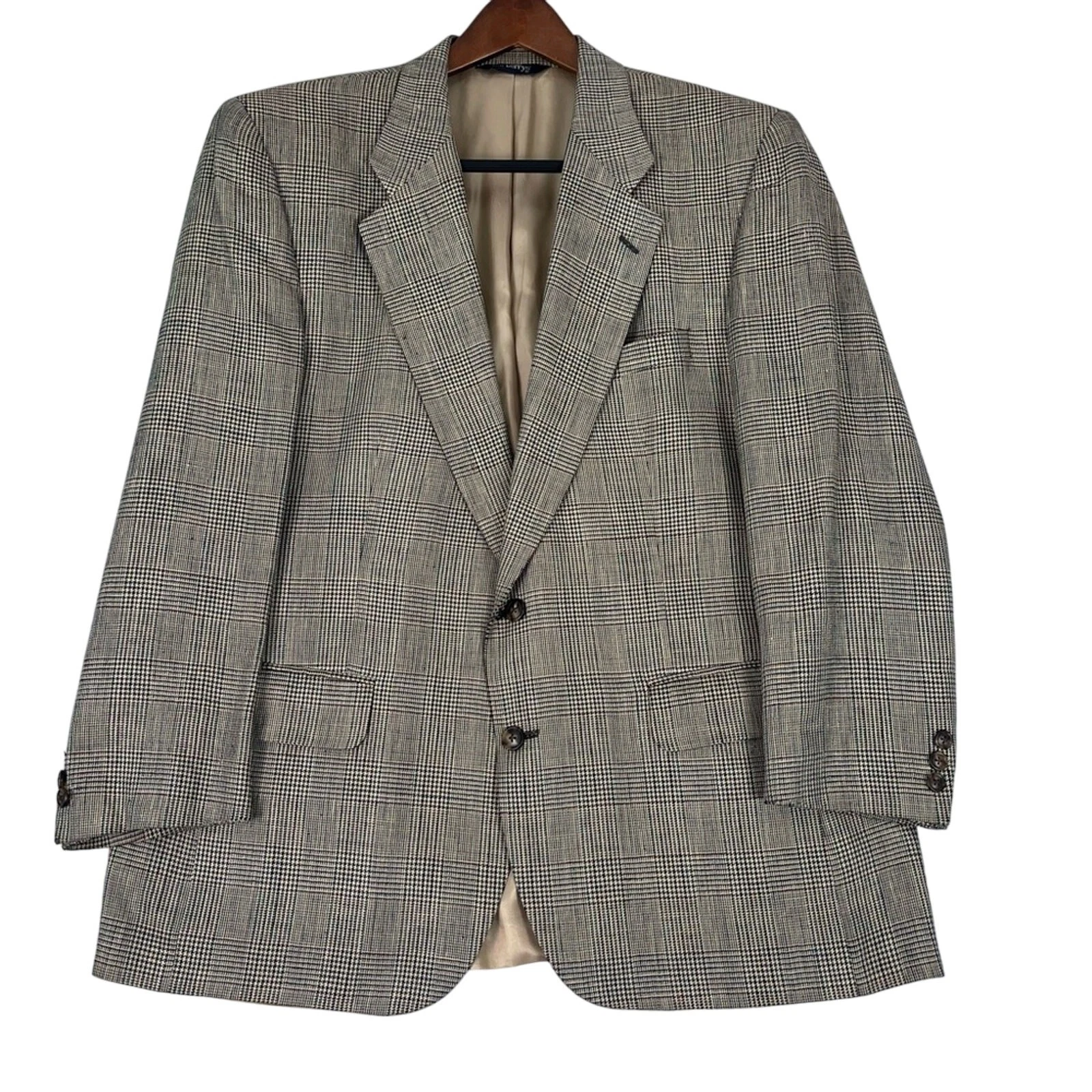 Blazer di seta Burberry vintage cappotto sportivo uomo 44 pied de poule finestra marrone