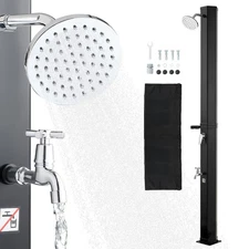 Uimoso 9.2 Gal Solar Outdoor Shower with Foot Faucet and Rack for Hot&Cold Water