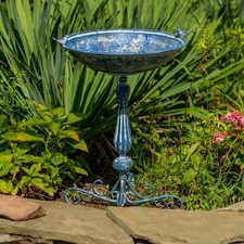 Pedestal Birdbath With Little Bird Detail - 19.25 L X 19.25 W X 27.25 H