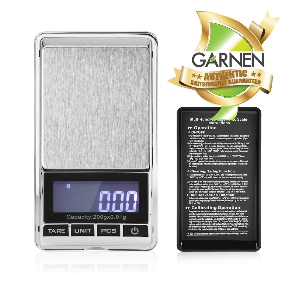 Garnen Jewelry Scale 200g/0.01g Precision Gram Scale Small Pocket Scale for Food