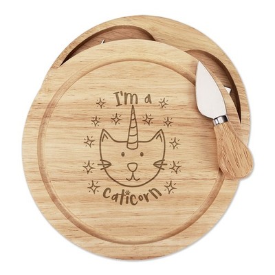 Gift Base Käsebrett Messer-Set Luna I'm A Caticorn Cat Einhorn Küchenbrett