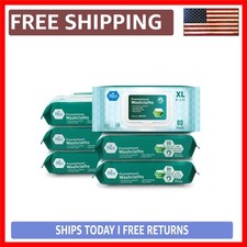 Aloe Vera Infused Disposable Adult Wipes - 80 Count, Case of 6 with Soft Care