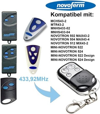 Garagentor Gate Transmitter Handsender für NOVOFERM NOVOTRON 502/504/512/522/524